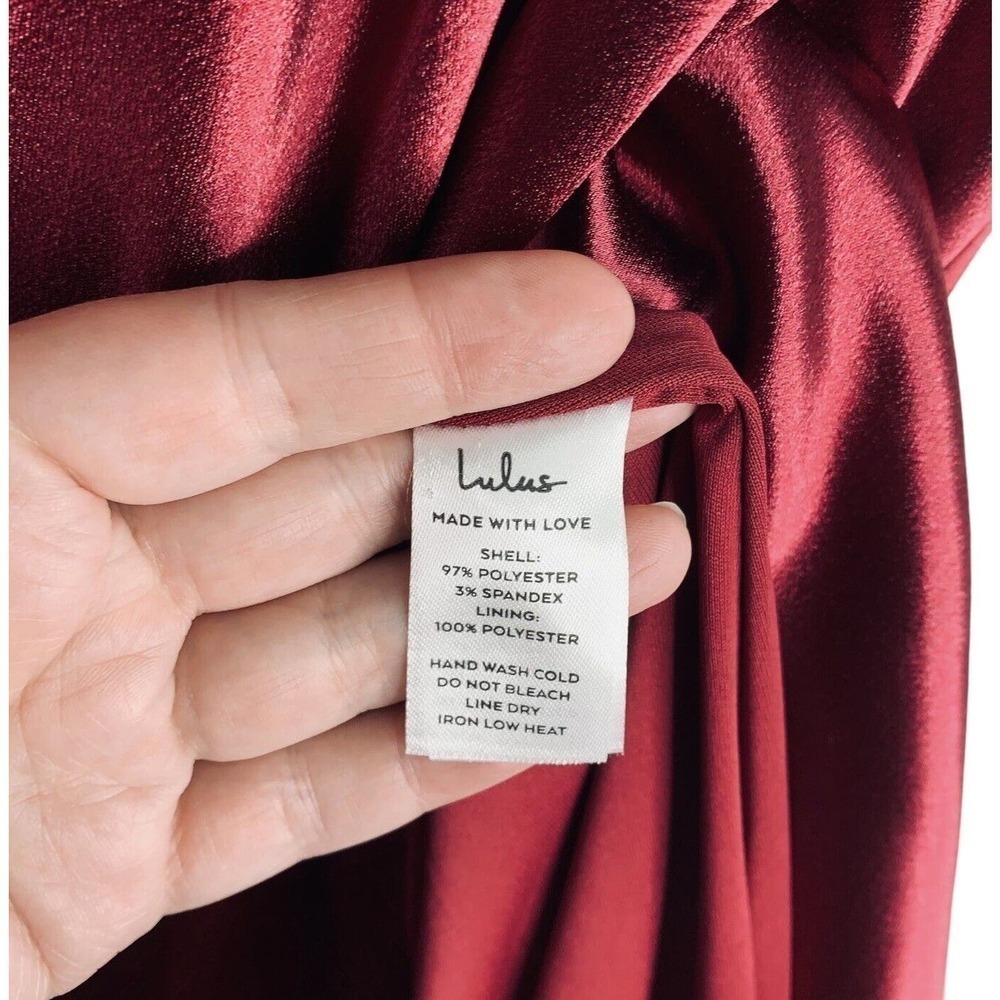 Lulus Alluring Arrival Red Satin One Shoulder Maxi Dress Womens 1X NWT $109 - Picture 13 of 16
